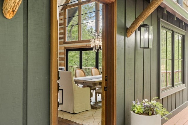 453 Bright Mountain Rd, Cullowhee, NC 28723 - entryway with a chandelier