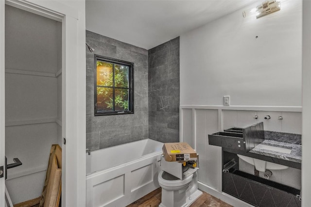 453 Bright Mountain Rd, Cullowhee, NC 28723 - bathroom with a tub to relax in and wood finished floors