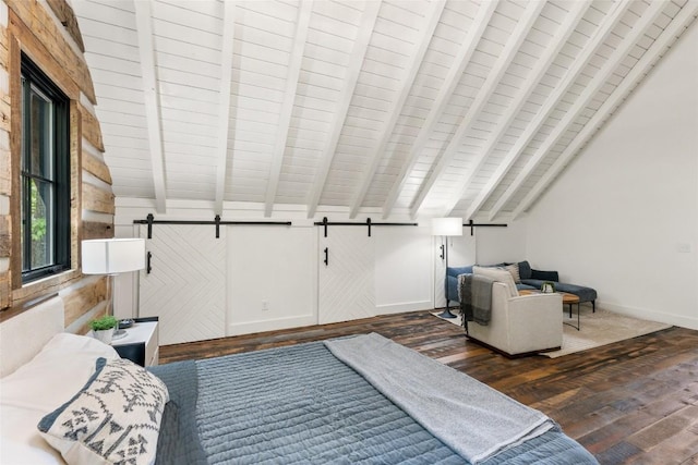 453 Bright Mountain Rd, Cullowhee, NC 28723 - bedroom with a barn door, wood-type flooring, and baseboards