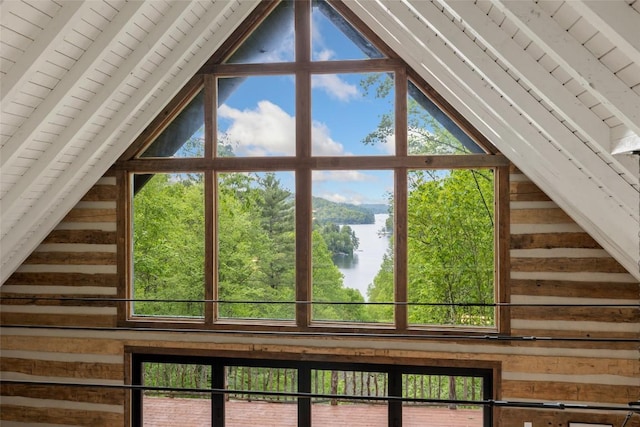 453 Bright Mountain Rd, Cullowhee, NC 28723 - detailed view of a large body of water, wood walls, and wooden ceiling