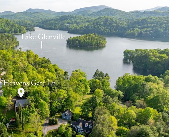 119 Heavens Gate Ln, Glenville, NC 28736 - aerial view of a water and mountain view and a heavily wooded area