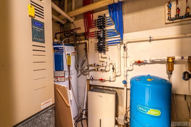 utility room featuring water heater