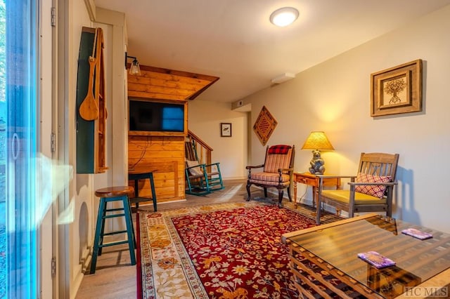 living area featuring light wood-type flooring