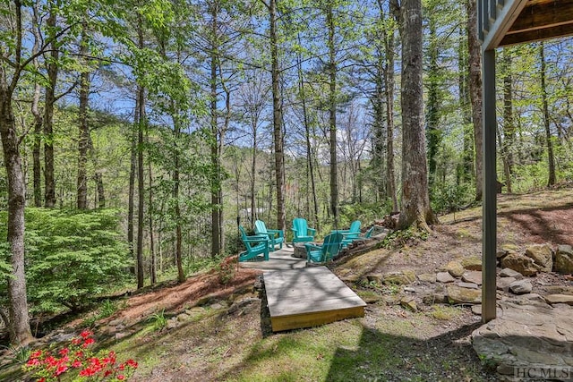 view of yard with an outdoor fire pit