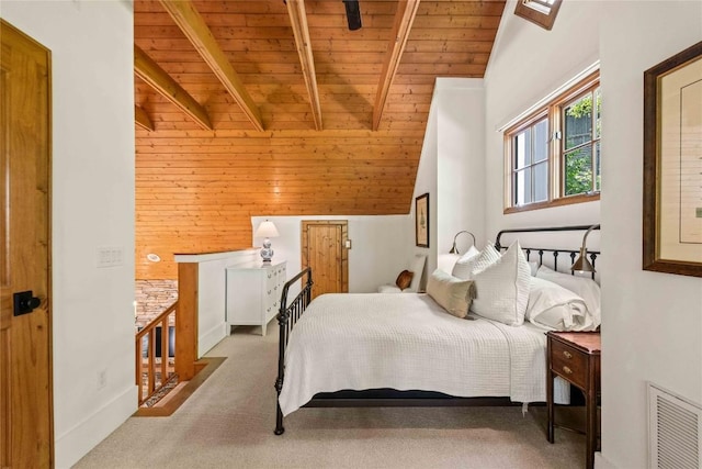 60 Glassy Vw, Cashiers, NC 28717 - bedroom featuring wooden ceiling, wooden walls, and carpet flooring