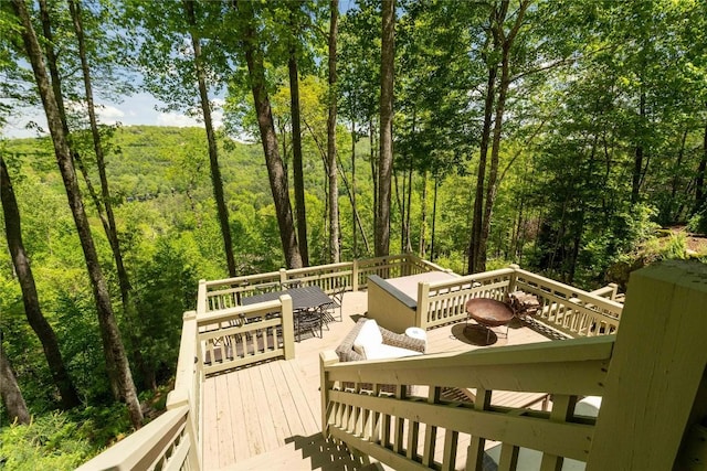 60 Glassy Vw, Cashiers, NC 28717 - deck with outdoor lounge area and a view of trees