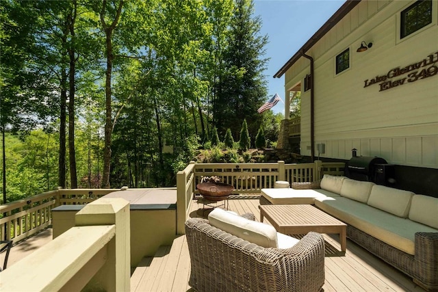 60 Glassy Vw, Cashiers, NC 28717 - deck with an outdoor living space and grilling area