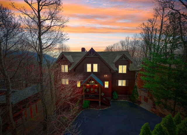 277 Kestrel Ct, Sapphire, NC 28774 - view of front of property featuring a chimney and a shingled roof