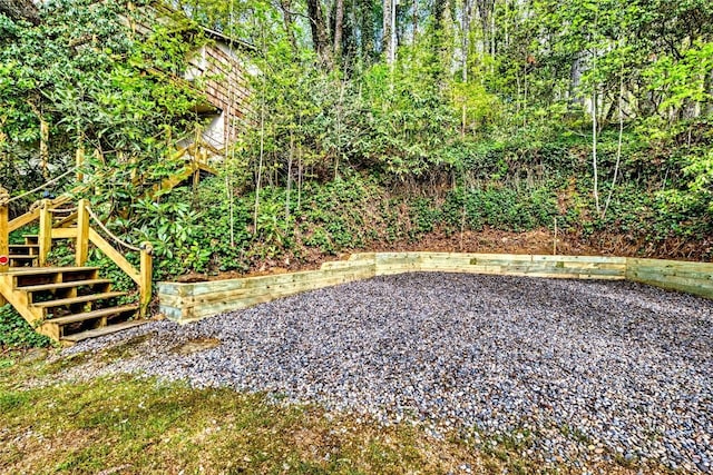 view of yard with stairs