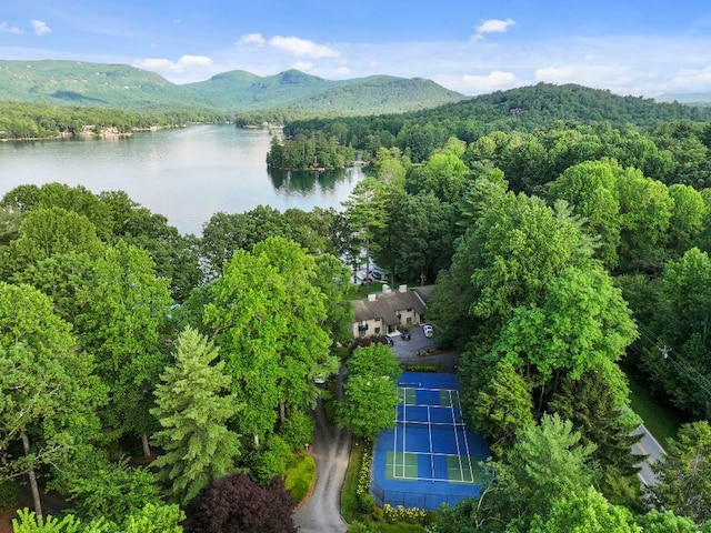28 Toxaway Pt Unit 7, Lake Toxaway, NC 28747 - drone / aerial view of a water and mountain view and a heavily wooded area