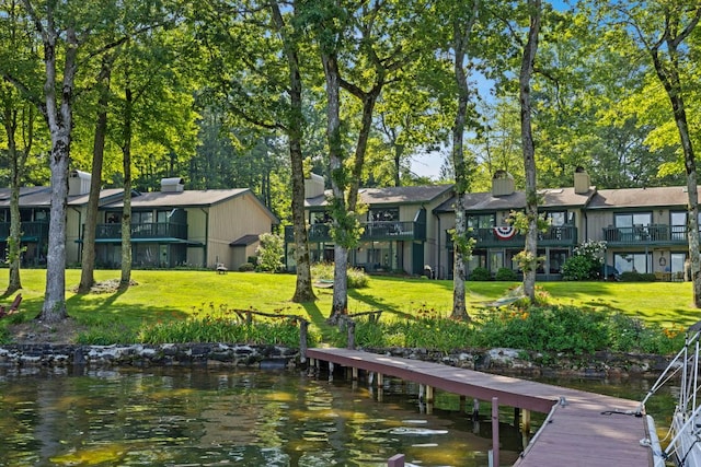 28 Toxaway Pt Unit 7, Lake Toxaway, NC 28747 - dock area featuring a yard, a residential view, and a water view