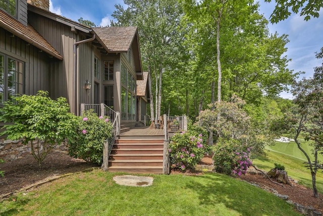547 Burl Ln, Cashiers, NC 28717 - view of grassy yard featuring a deck