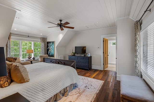 547 Burl Ln, Cashiers, NC 28717 - bedroom with hardwood / wood-style floors, wooden ceiling, ornamental molding, baseboards, and recessed lighting