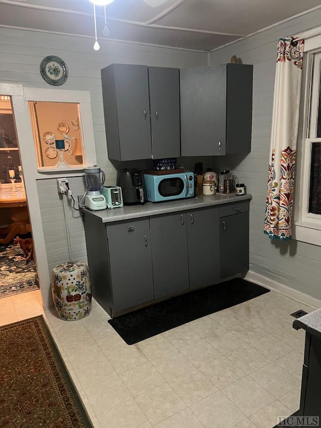 kitchen featuring gray cabinetry