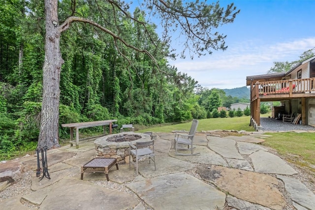 229 Yellow Bird Branch Rd, Sylva, NC 28779 - view of patio with an outdoor fire pit and a deck