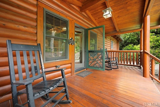 deck featuring a porch