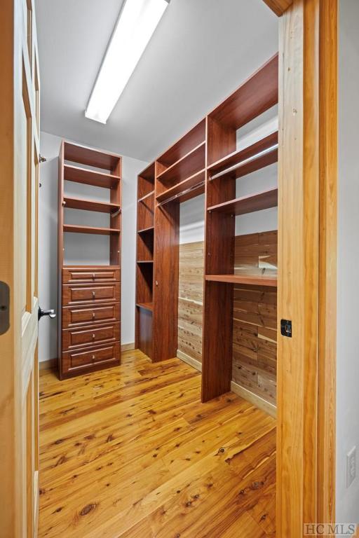 spacious closet with light hardwood / wood-style floors