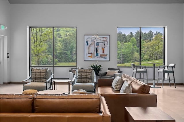 living area with baseboards