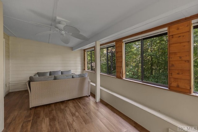 sunroom / solarium with plenty of natural light and ceiling fan