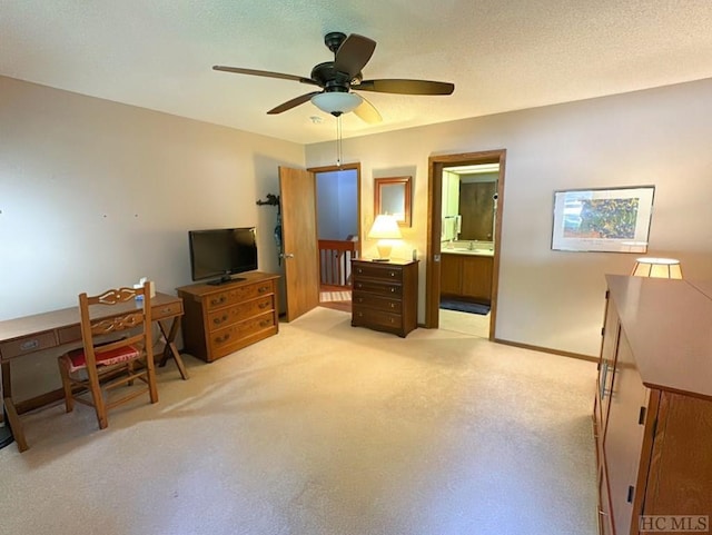 interior space featuring ceiling fan