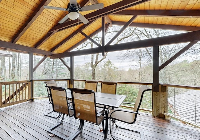 wooden terrace with ceiling fan