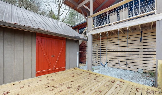 doorway to property with a wooden deck