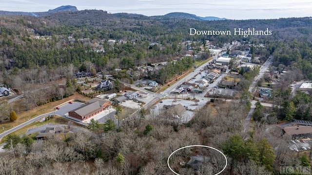 48 Holt Knob Rd, Highlands, NC 28741 - aerial overview of property's location featuring a mountainous background and a forest