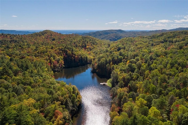 61 Indian Falls Way, Lake Toxaway, NC 28747 - drone / aerial view of a heavily wooded area and a water and mountain view