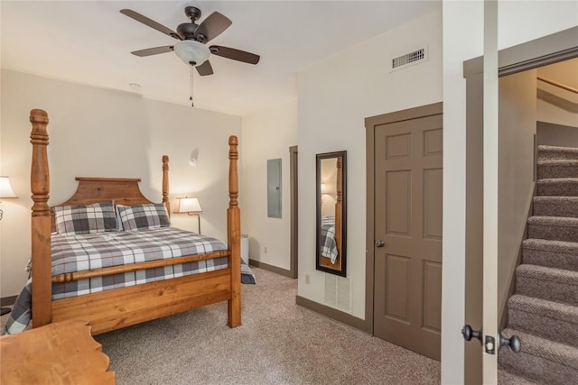 61 Indian Falls Way, Lake Toxaway, NC 28747 - carpeted bedroom featuring ceiling fan and electric panel