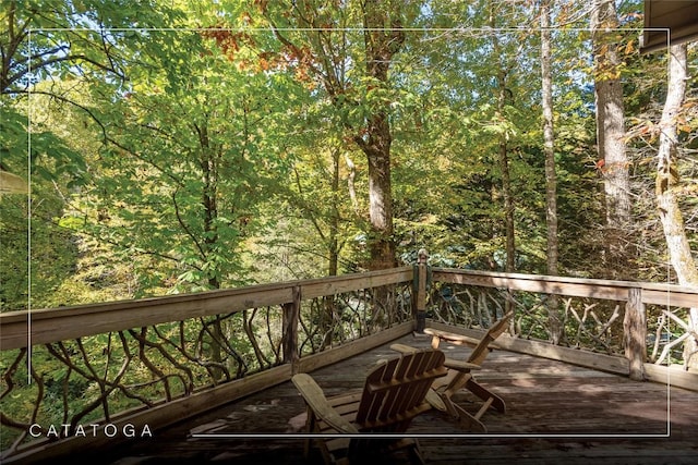 61 Indian Falls Way, Lake Toxaway, NC 28747 - wooden terrace with a view of trees