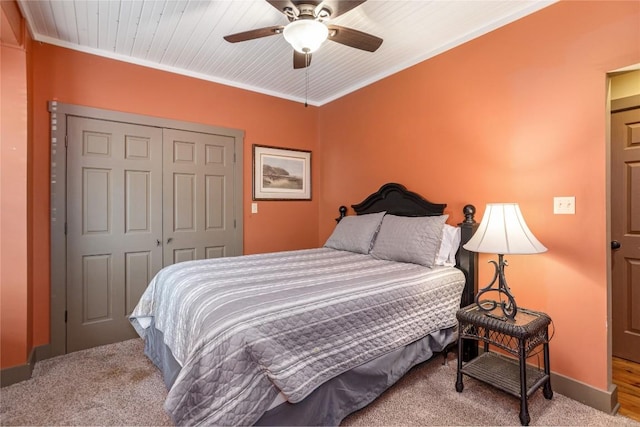 61 Indian Falls Way, Lake Toxaway, NC 28747 - bedroom with carpet floors, a closet, ceiling fan, and ornamental molding