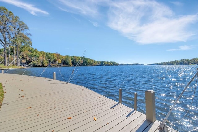 view of dock featuring a water view