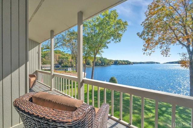 balcony with a water view