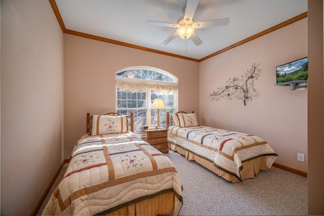 11 Lower Tanglewood Dr E, Lake Toxaway, NC 28747 - carpeted bedroom with ornamental molding, baseboards, and a ceiling fan