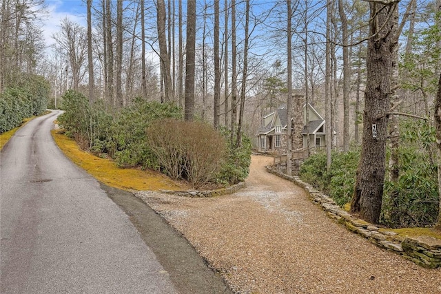 view of road featuring aphalt driveway