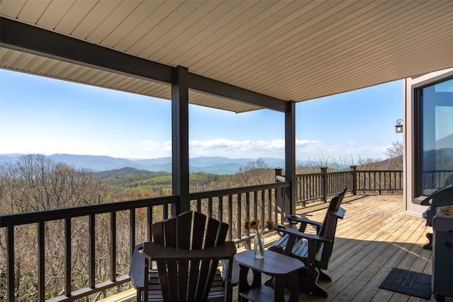 deck featuring a mountain view