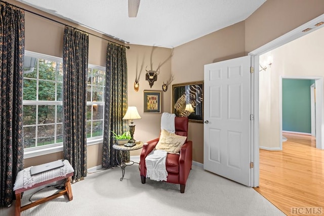 living area featuring hardwood / wood-style floors