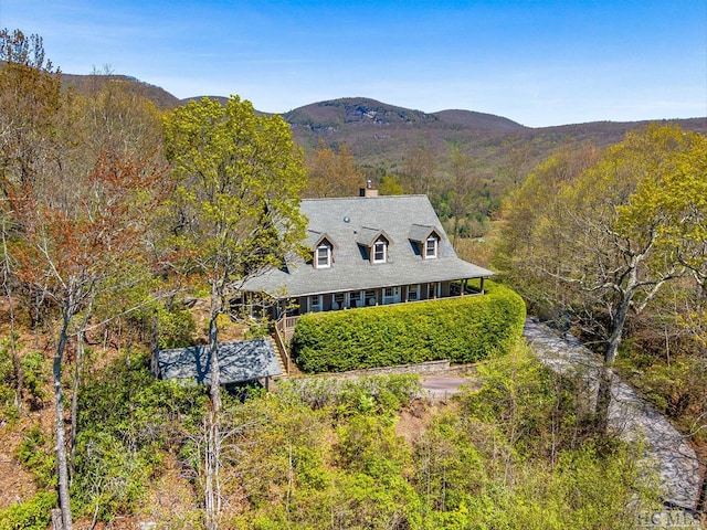 aerial view featuring a mountain view