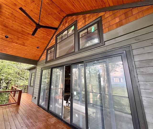 99 Sori Ln, Sapphire, NC 28774 - doorway to property featuring a ceiling fan and a wooden deck