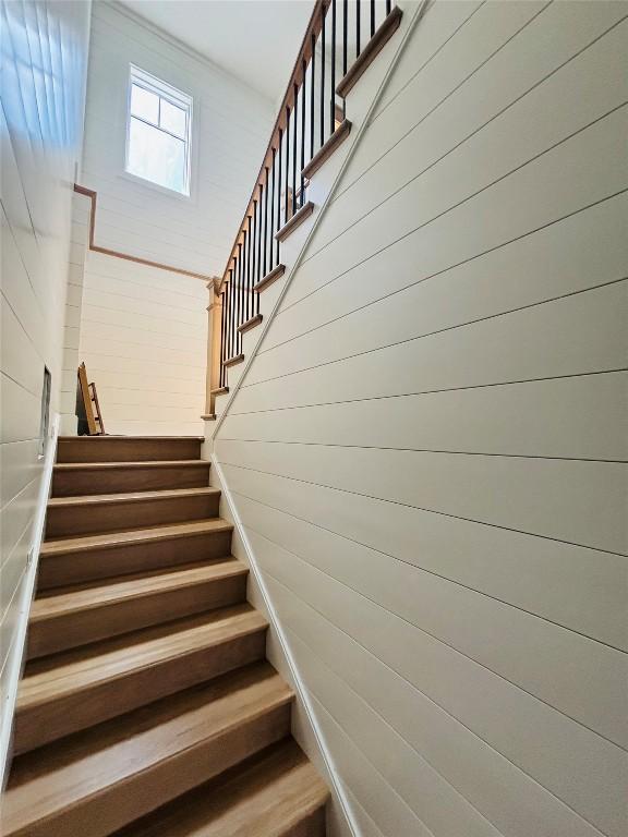 99 Sori Ln, Sapphire, NC 28774 - stairway with wood walls