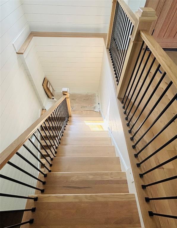 99 Sori Ln, Sapphire, NC 28774 - stairway with wood finished floors