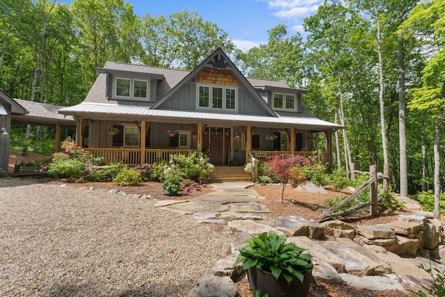 1582 New Settlers Way, Glenville, NC 28736 - view of front facade featuring covered porch, board and batten siding, and a shingled roof