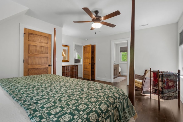 1582 New Settlers Way, Glenville, NC 28736 - bedroom featuring dark wood-style floors, baseboards, and ceiling fan