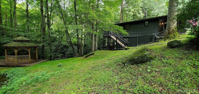 view of yard with a gazebo