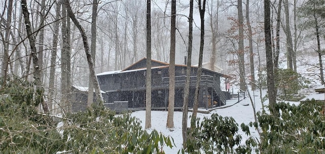 view of snow covered exterior