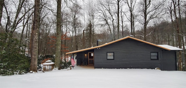 view of snow covered exterior