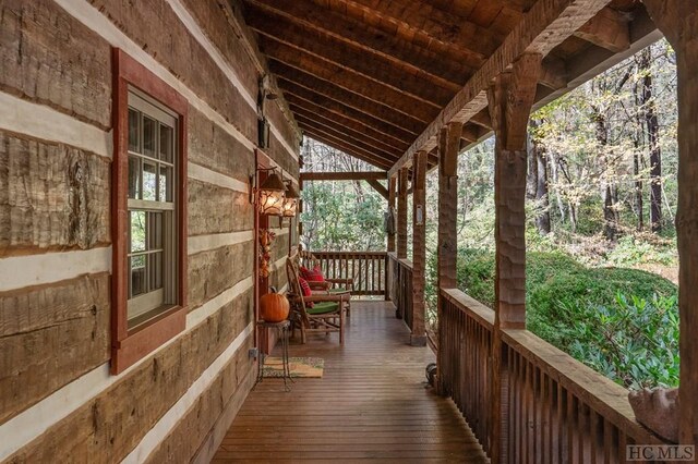 deck with covered porch