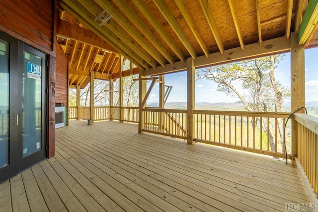 deck featuring a mountain view