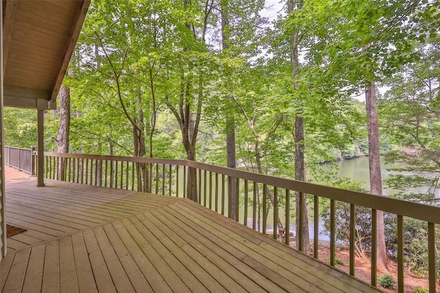 181 Hiwassee Rd, Lake Toxaway, NC 28747 - wooden deck featuring a water view and view of scattered trees