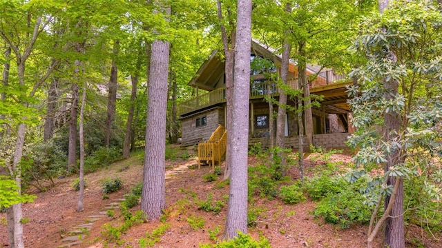 181 Hiwassee Rd, Lake Toxaway, NC 28747 - view of yard featuring a wooden deck